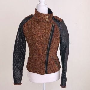NEVER WORN Tweed/Leather Jacket